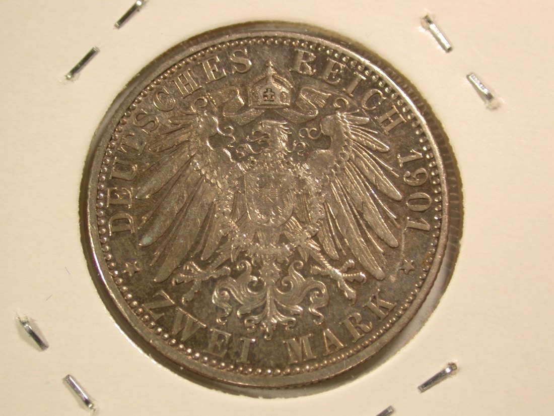  A104 KR Sachsen Meiningen 2 Mark 1901 in f.vz  Orginalbilder   