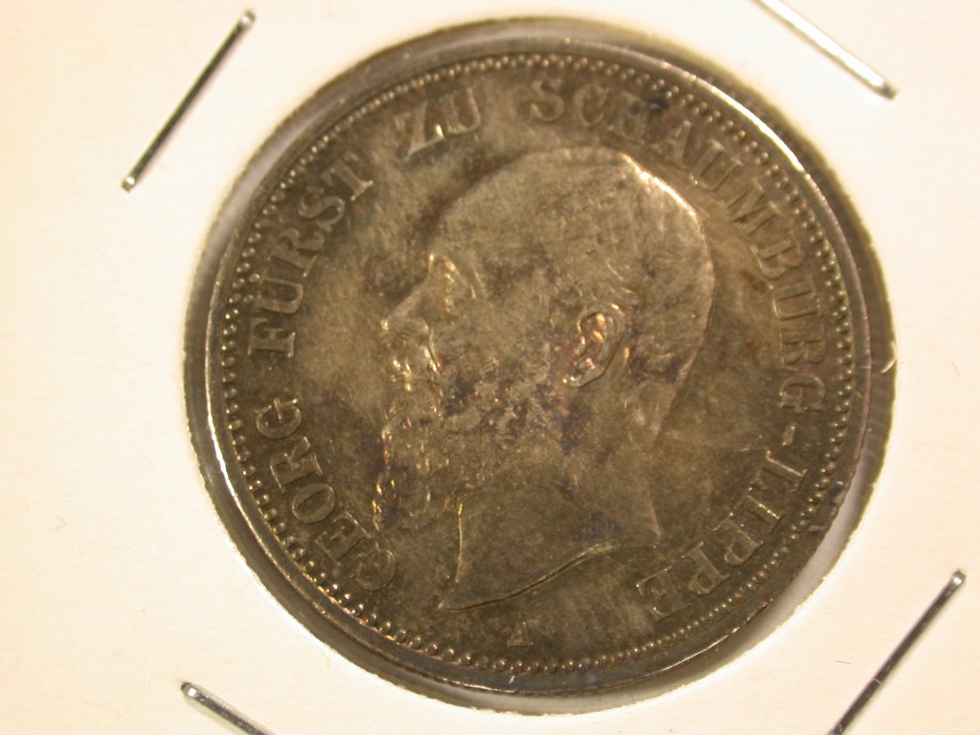 A104 KR Schaumburg Lippe 2 Mark 1898 in vz/vz-st Orginalbilder