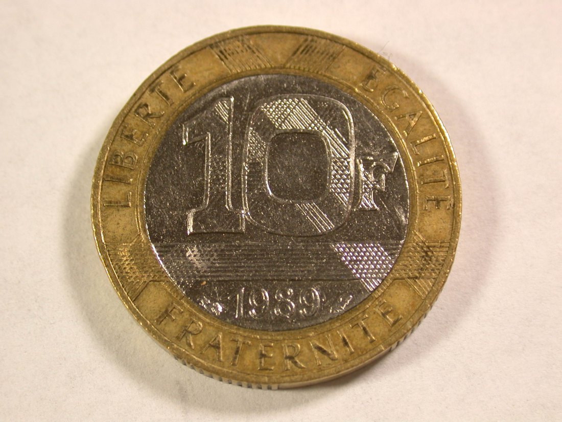 A007 Frankreich 10 Franc 1989 Bimetal in vz/vz+ Orginalbilder