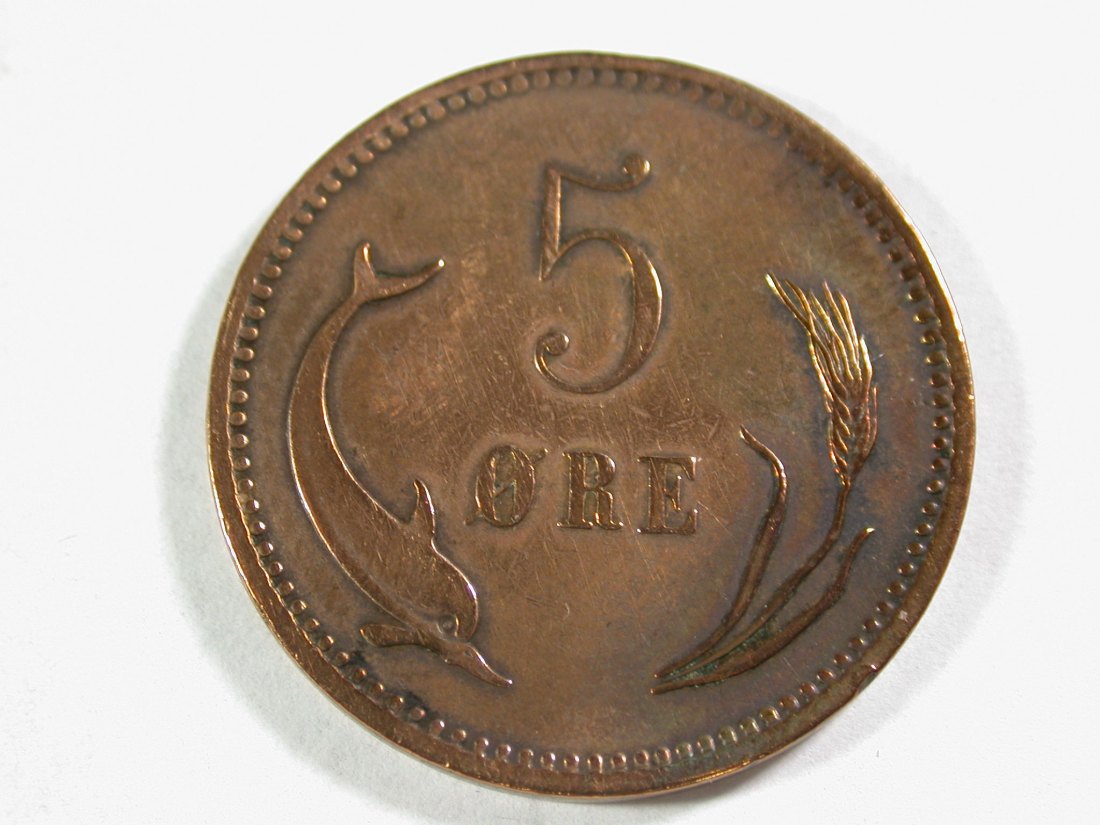  A007 Dänemark 5 Öre 1874 in ss, geputzt  Orginalbilder   