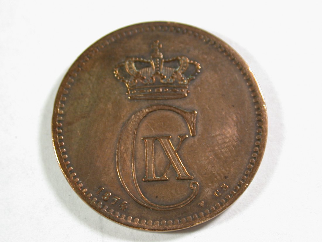  A007 Dänemark 5 Öre 1874 in ss, geputzt  Orginalbilder   