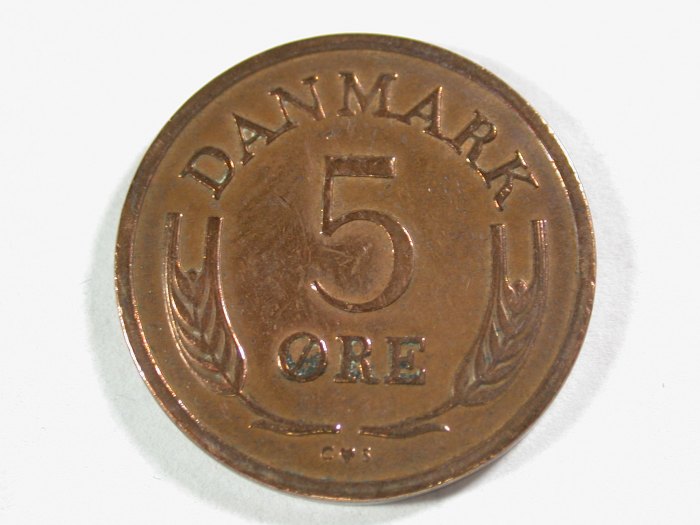  A007 Dänemark  5 Öre 1968 in ss, geputzt  Orginalbilder   