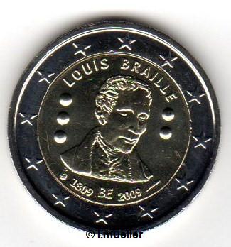Belgien ...2 Euro Sondermünze 2009...Braille   