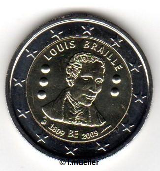 Belgien ...2 Euro Sondermünze 2009...Braille   