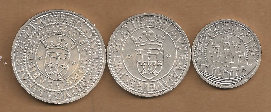  Portugal - series of 3 coins 500,750,1000 Escudos 1983   