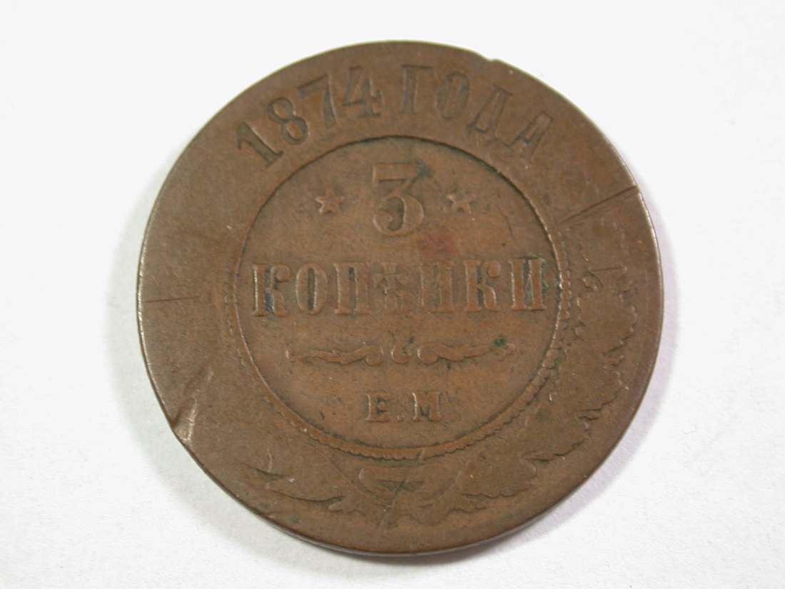 A008 Russland 3 Kopeken 1874 in s/f.s Orginalbilder