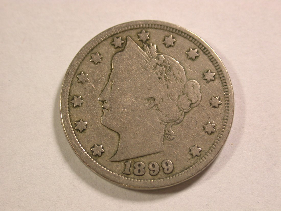  A106 USA  5 Cent V-Nickel 1899 in f.ss Orginalbilder   