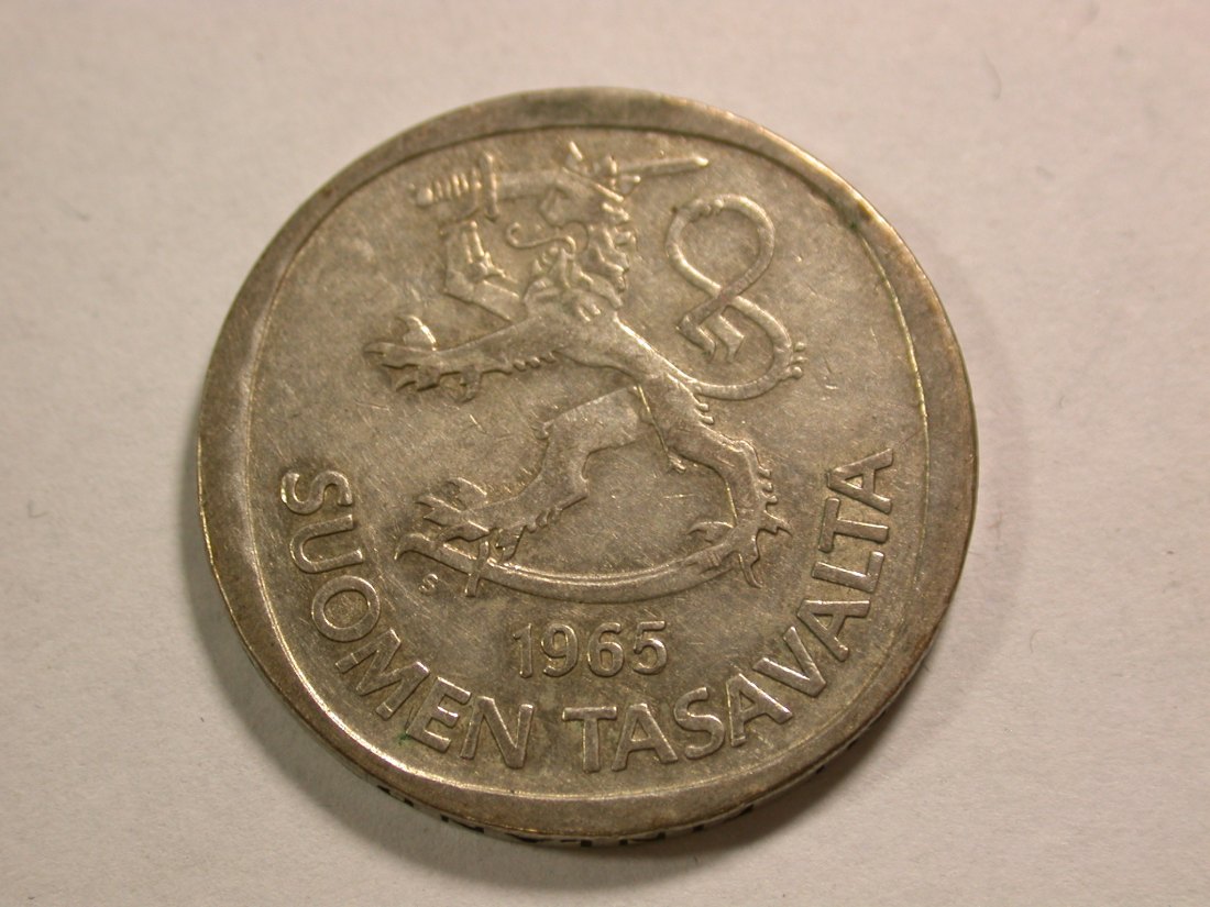  A106 Finnland 1 Markka 1965 Silber in ss+  Orginalbilder   