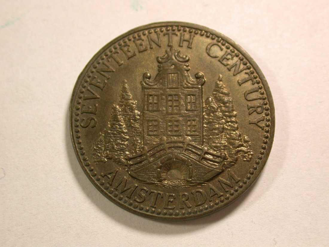 A106 NL Poort van Amsterdam 1 Florijn Token in Stempelglanz !! Orginalbilder