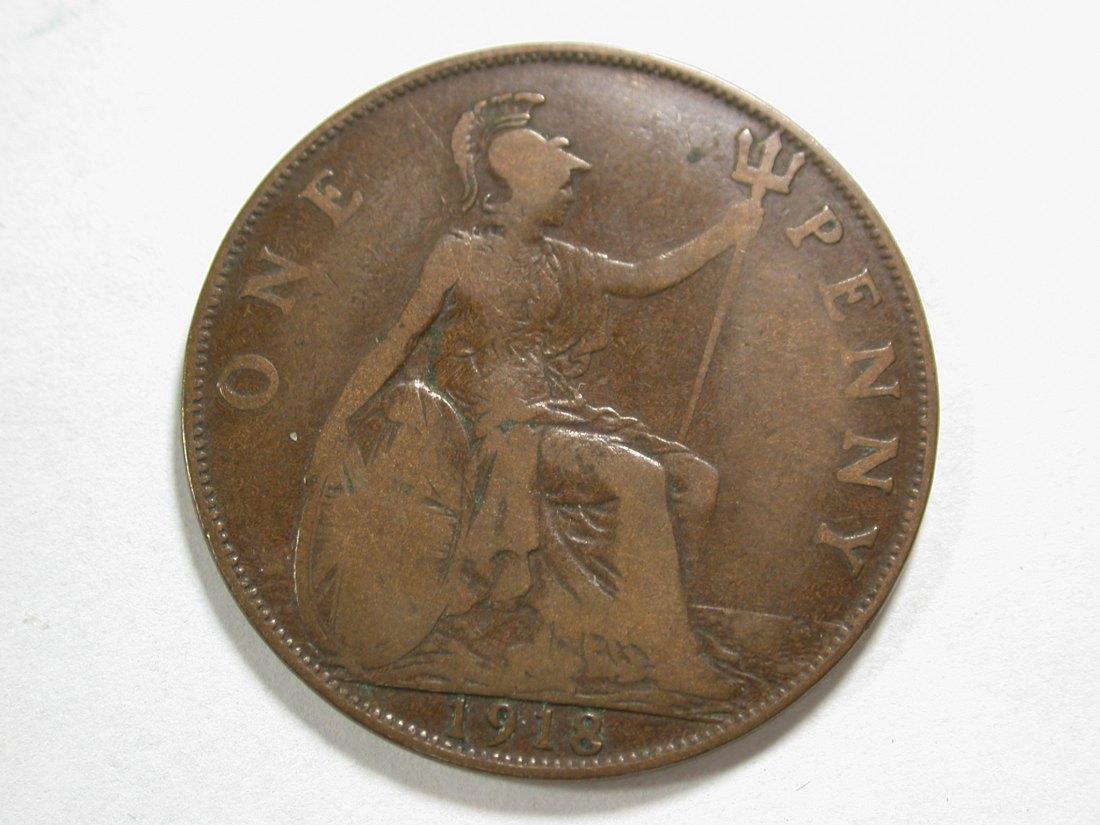  A106 Großbritannien  1 Penny 1918 in ss  Orginalbilder   