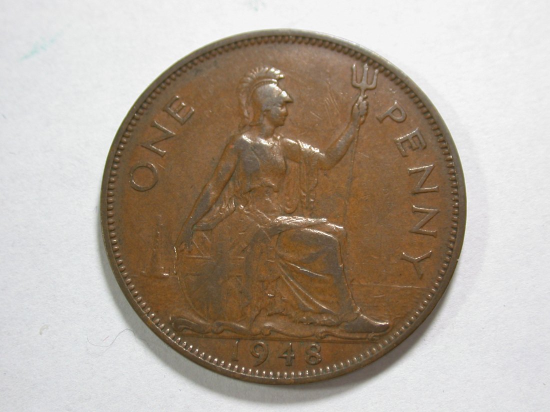  A106 Großbritannien  1 Penny 1944 in ss+ Orginalbilder   