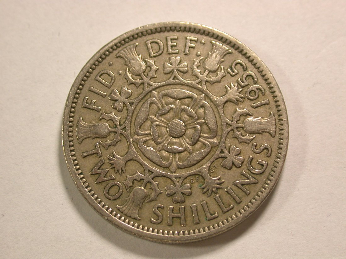  A106 Großbritannien  2 Shilling 1955 in ss  Orginalbilder   