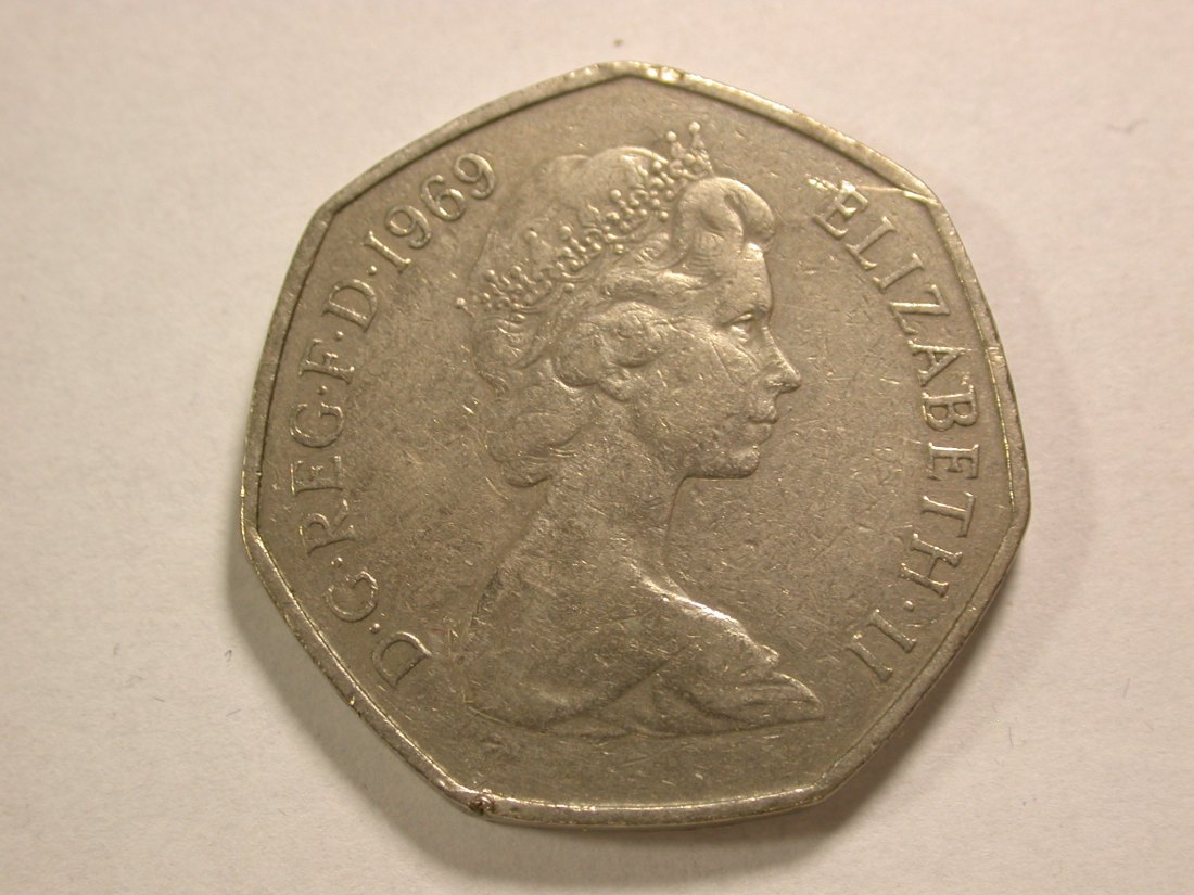  A106 Großbritannien  50 Pence 1969 in ss (VF)  Orginalbilder   