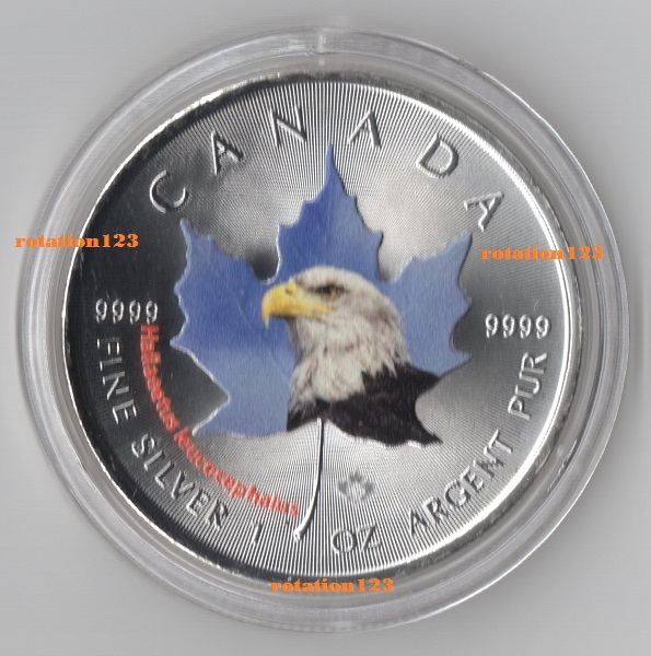  Canada 5 $ 2014 <i>Wildlife-Serie I. - Weißkopf-Seeadler</i> Silber-Farbe-Color **Max. 5.000 Ex.**   
