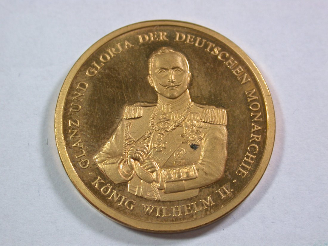  A107 Medaille Wilhelm II Preussen vergoldet   Orginalbilder   