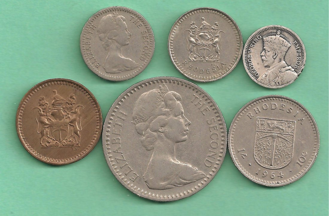 Rhodesia - 6 coins years 1936-1976.