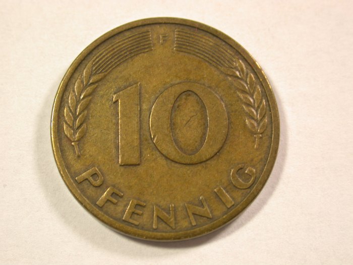 A009 BRD 10 Pfennig 1950 F in ss Orginalbilder