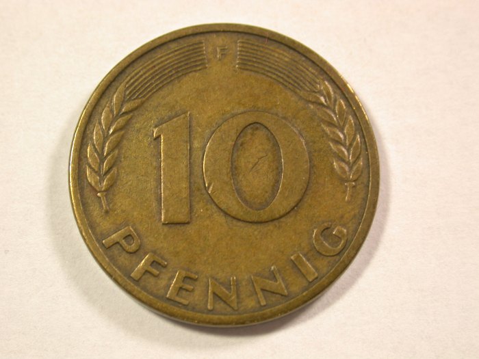  A009 BRD  10 Pfennig 1950 F in ss   Orginalbilder   