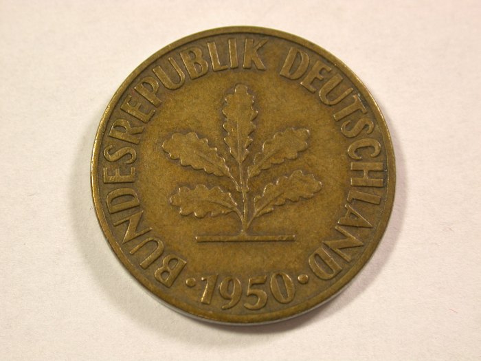  A009 BRD  10 Pfennig 1950 F in ss   Orginalbilder   