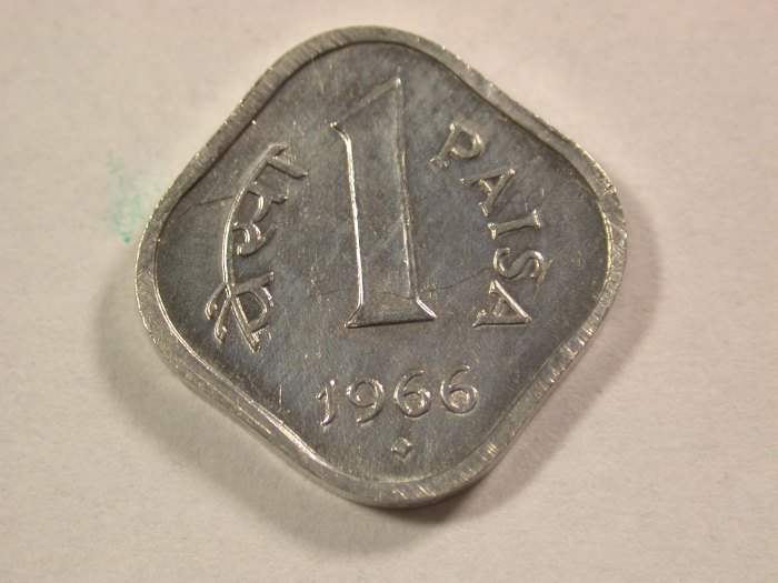 A009 Indien 1 Paisa 1966 in ST Orginalbilder