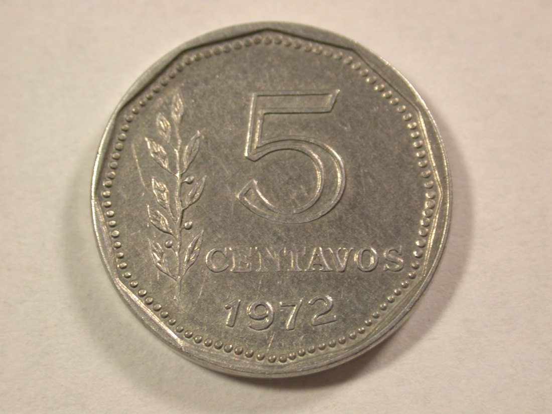A009 Argentinien 5 Centavos 1972 in vz-st Orginalbilder
