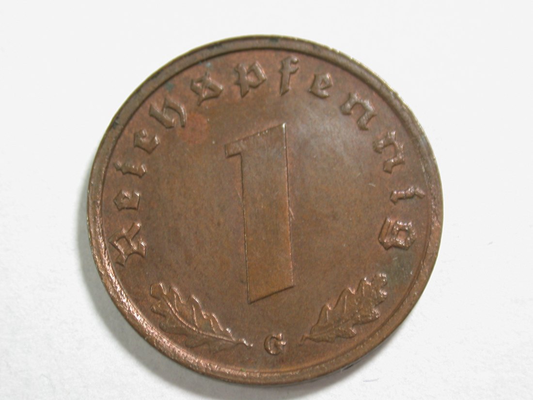 A108 3.Reich 1 Pfennig 1940 G in vz/vz-st Orginalbilder