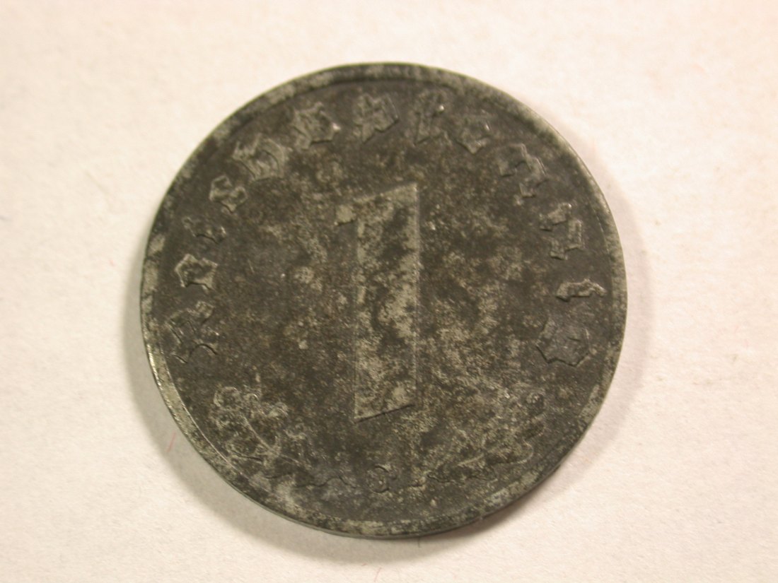 A108 3.Reich 1 Pfennig 1944 G in vz Orginalbilder