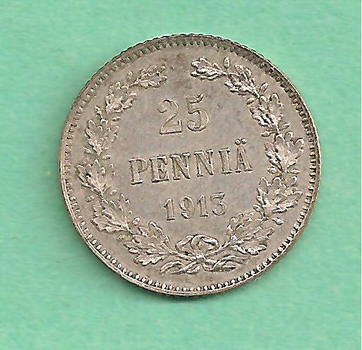  Finlandia - 25 Pennia 1913 silber   