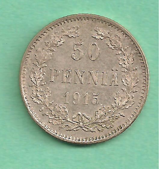 Finlandia - 50 Pennia 1915 silber