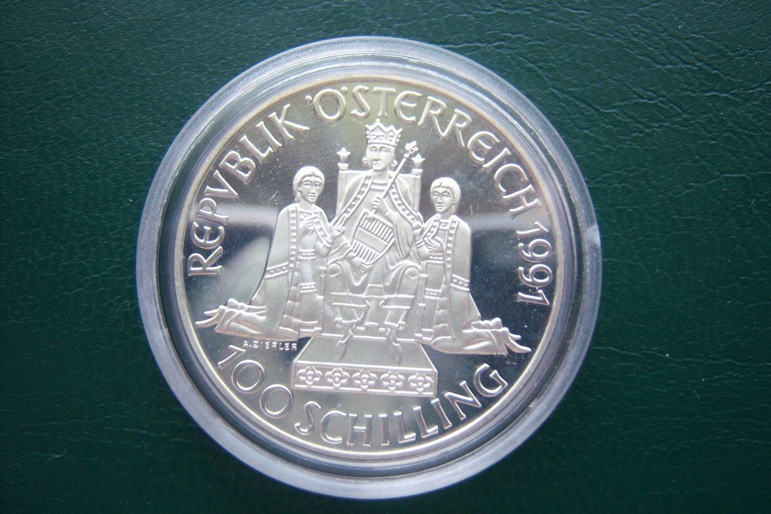  Österreich. 100 Schilling Silber,1991, König Rudolf von Habsburg   