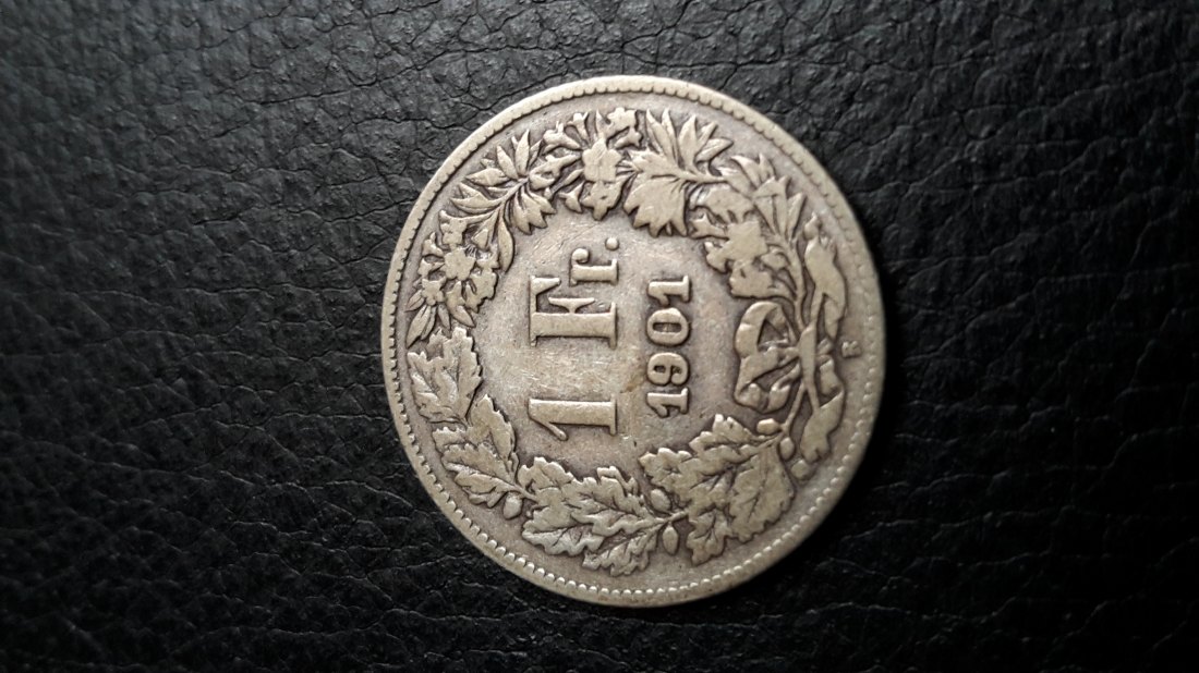  1 Franken Schweiz 1901 B Silber selteneres Jahr XL Bilder   