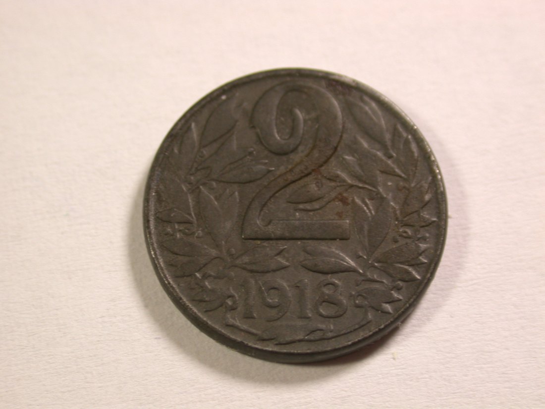 A109 Österreich 2 Heller 1918 Eisen in ss+ Orginalbilder