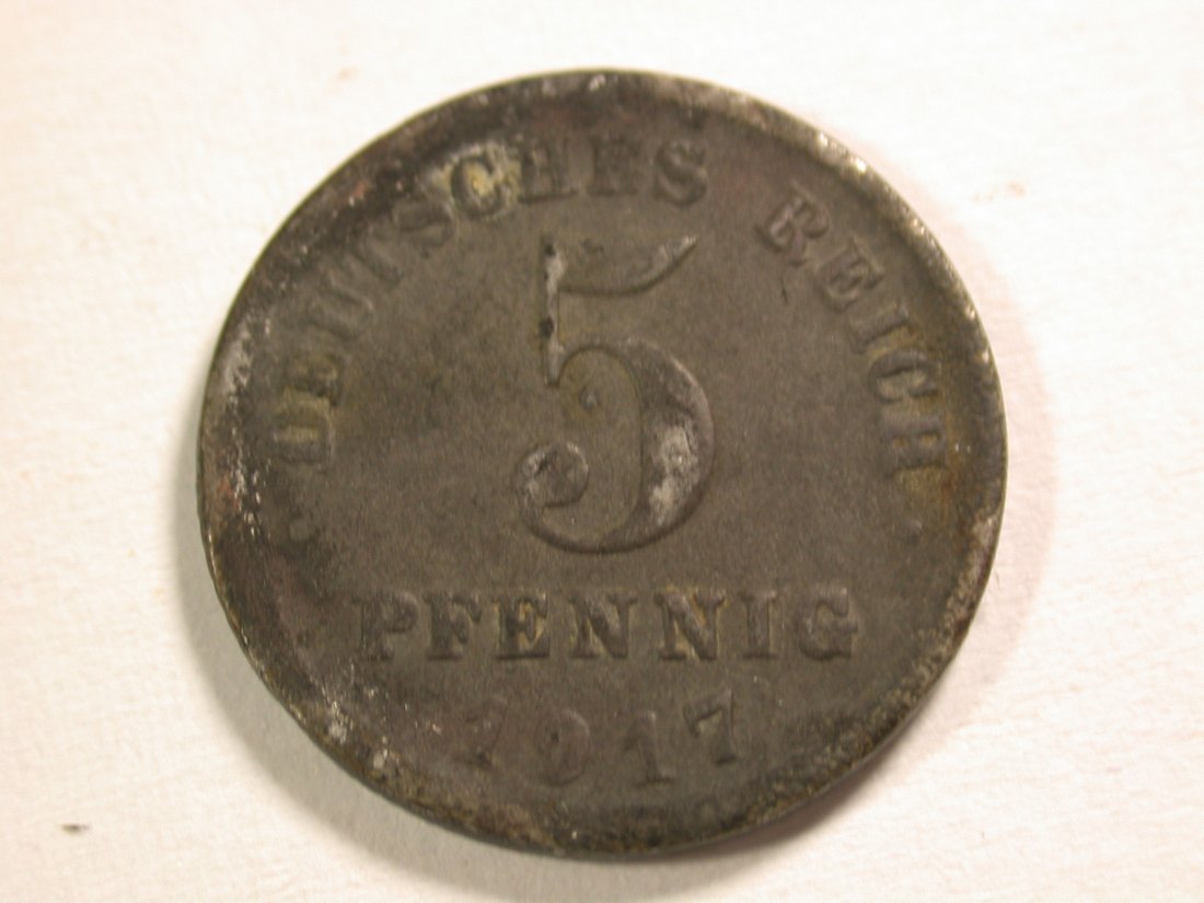 A109 KR 5 Pfennig 1917 F in f.schön Orginalbilder