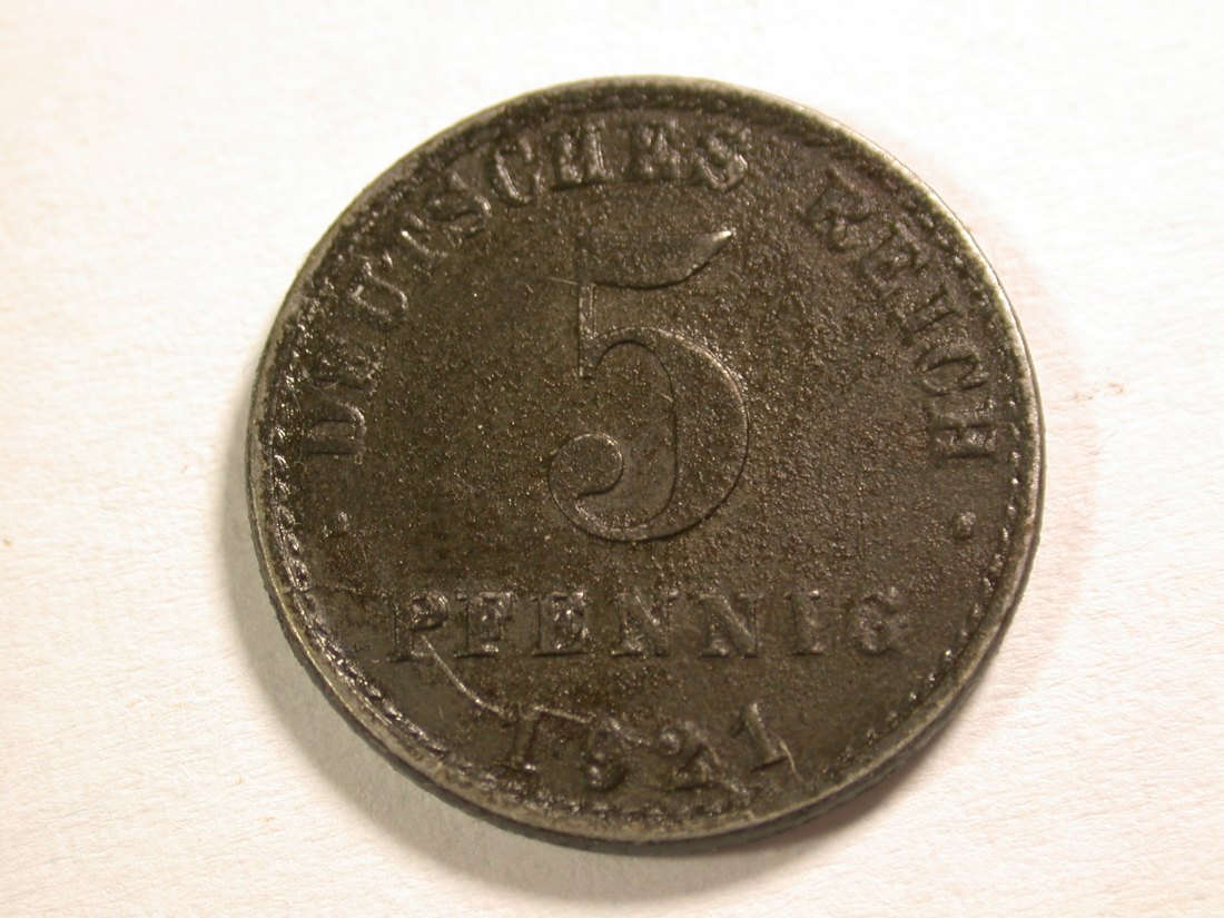  A109 KR  5 Pfennig 1921 A in vz   Orginalbilder   