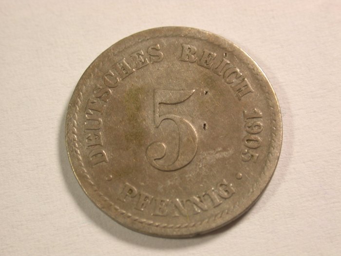  A109 KR  5 Pfennig 1905 A in s-ss Orginalbilder   