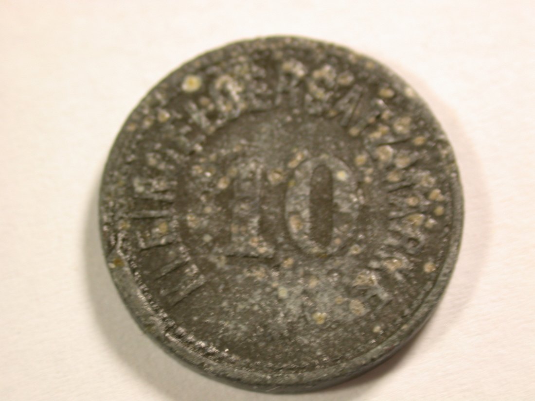 A109 Notgeld Darmstadt 10 Pfennig 1919 in f.schön, Schrötlingsfehler Orginalbilder