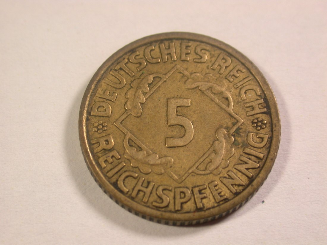  13416 Weimar  5 Pfennig 1936 J in ss+ Orginalbilder   