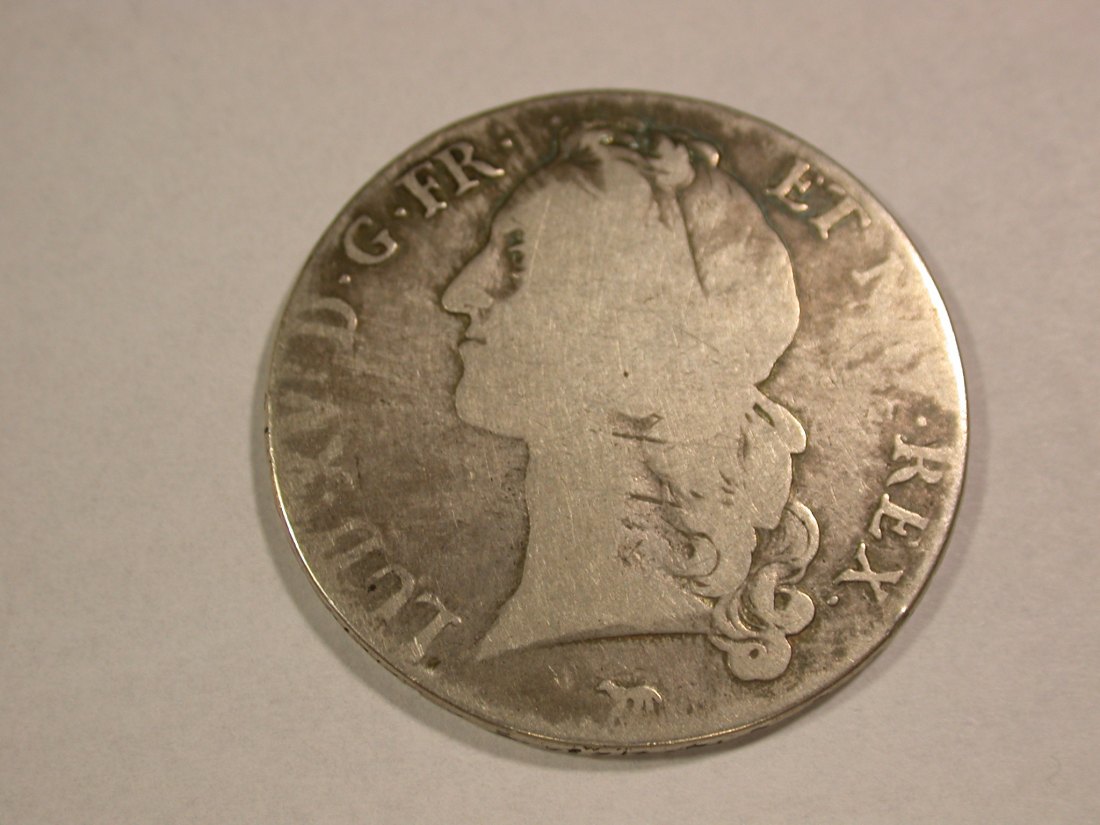 A201 Frankreich 1 Ecu au Bandeau Paris 1742 in schön Silber Orginalbilder