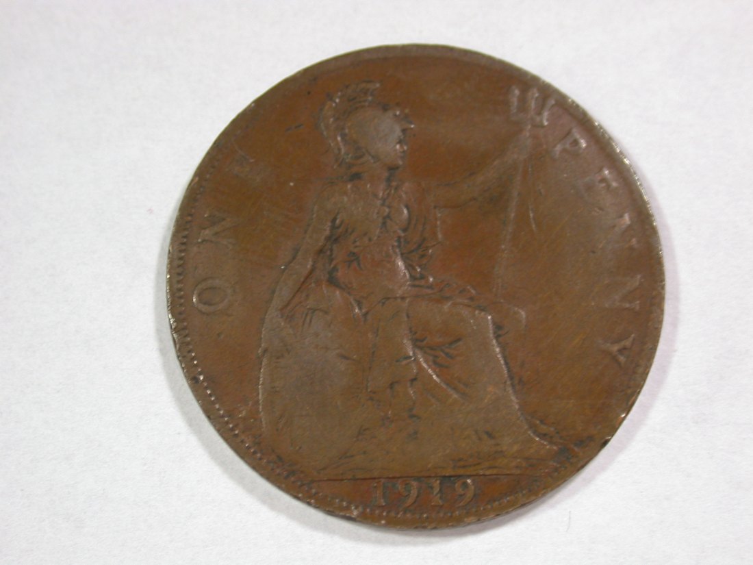  A201 Großbritannien  1 Penny 1919 in ss  Orginalbilder   
