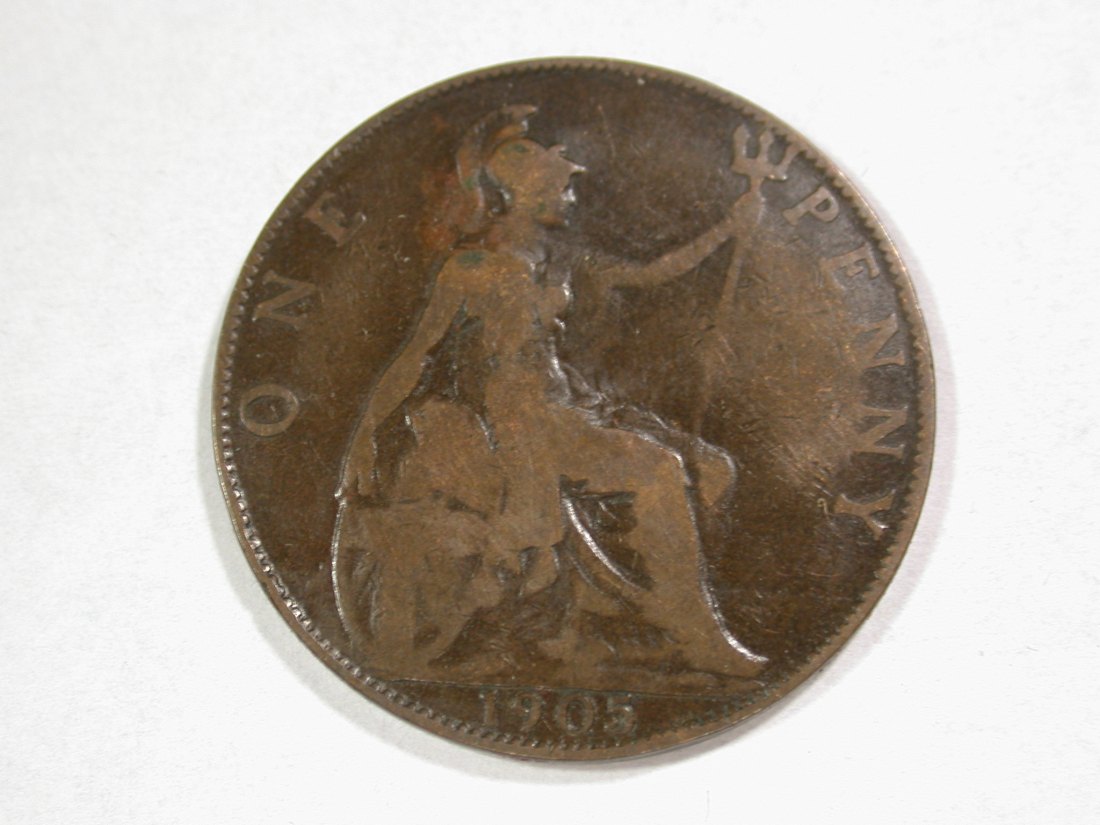  A201 Großbritannien  1 Penny 1905 in f.ss  Orginalbilder   