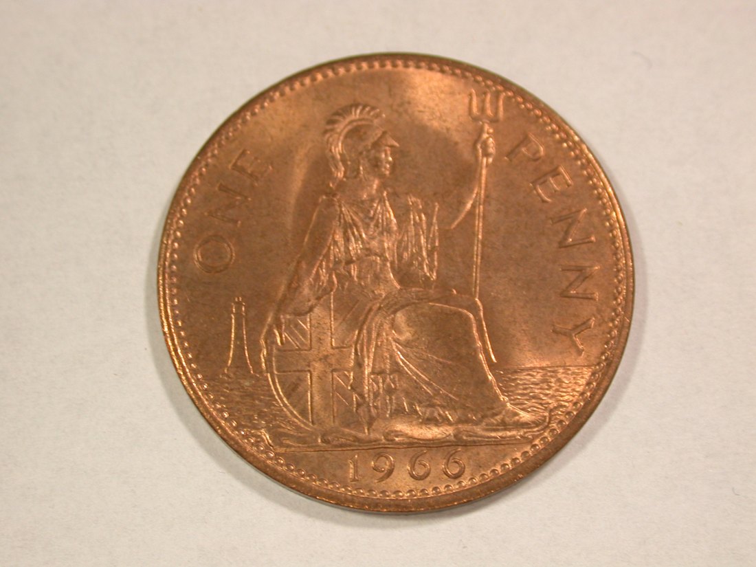  A201 Großbritannien  1 Penny 1966 in vz-st/f.st Orginalbilder   