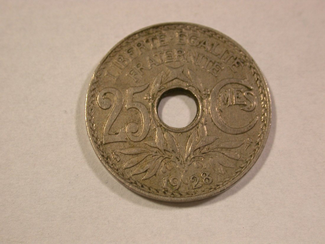 A202 Frankreich 25 Centimes Lindauer 1928 in f.vz Orginalbilder