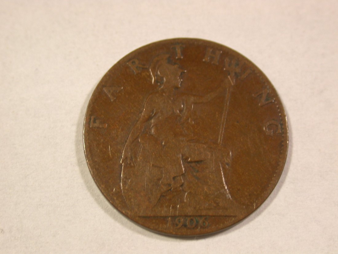A202 Grossbritannien Farthing 1906 in f.ss Orginalbilder