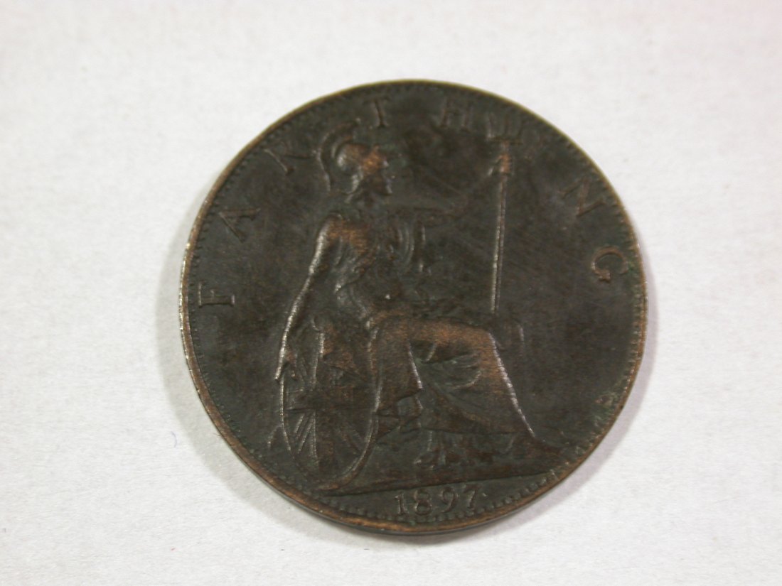 A202 Grossbritannien Farthing 1897 Viktoria in ss+ Orginalbilder