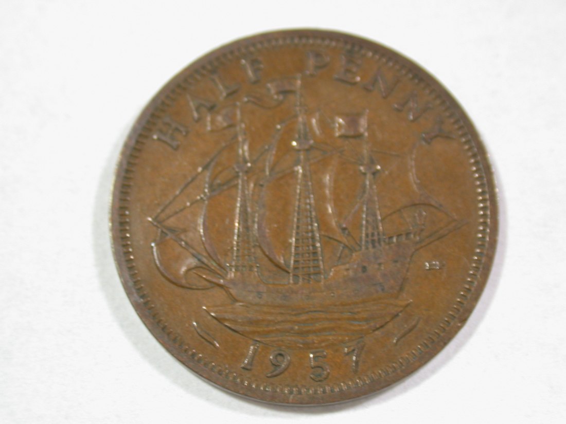  A202 Grossbritannien  1/2 Penny 1957 in ss+ Orginalbilder   