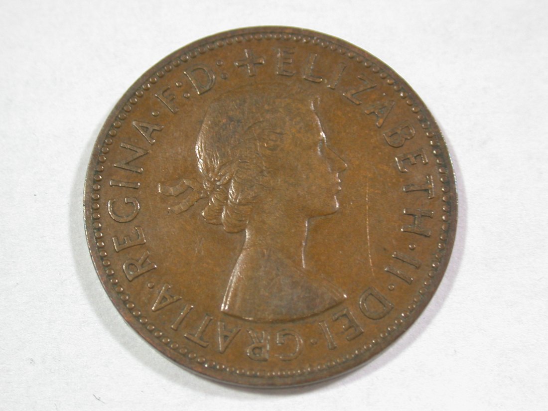  A202 Grossbritannien  1/2 Penny 1957 in ss+ Orginalbilder   