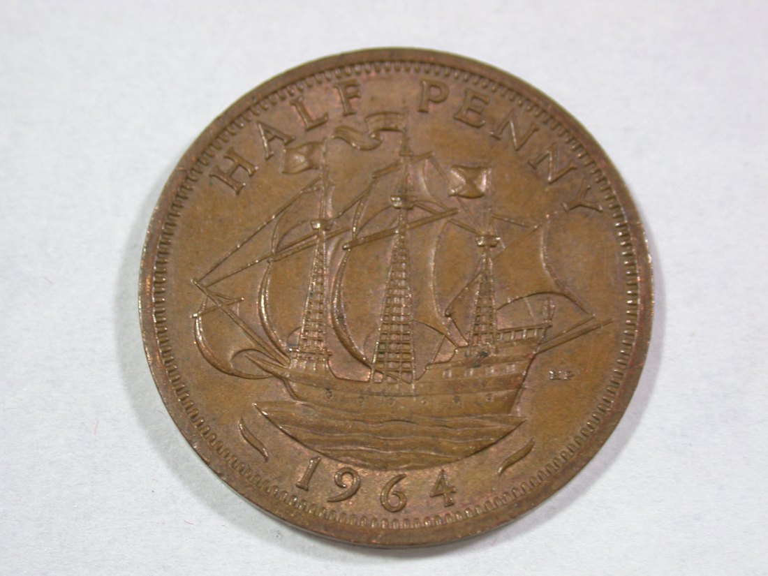  A202 Grossbritannien  1/2 Penny 1964 in vz-st  Orginalbilder   