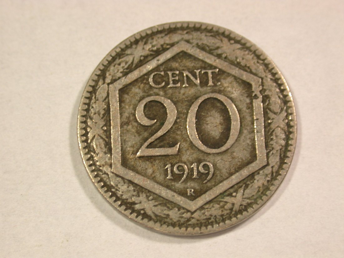 A203 Italien 20 Centesimi 1919 in ss+ Orginalbilder