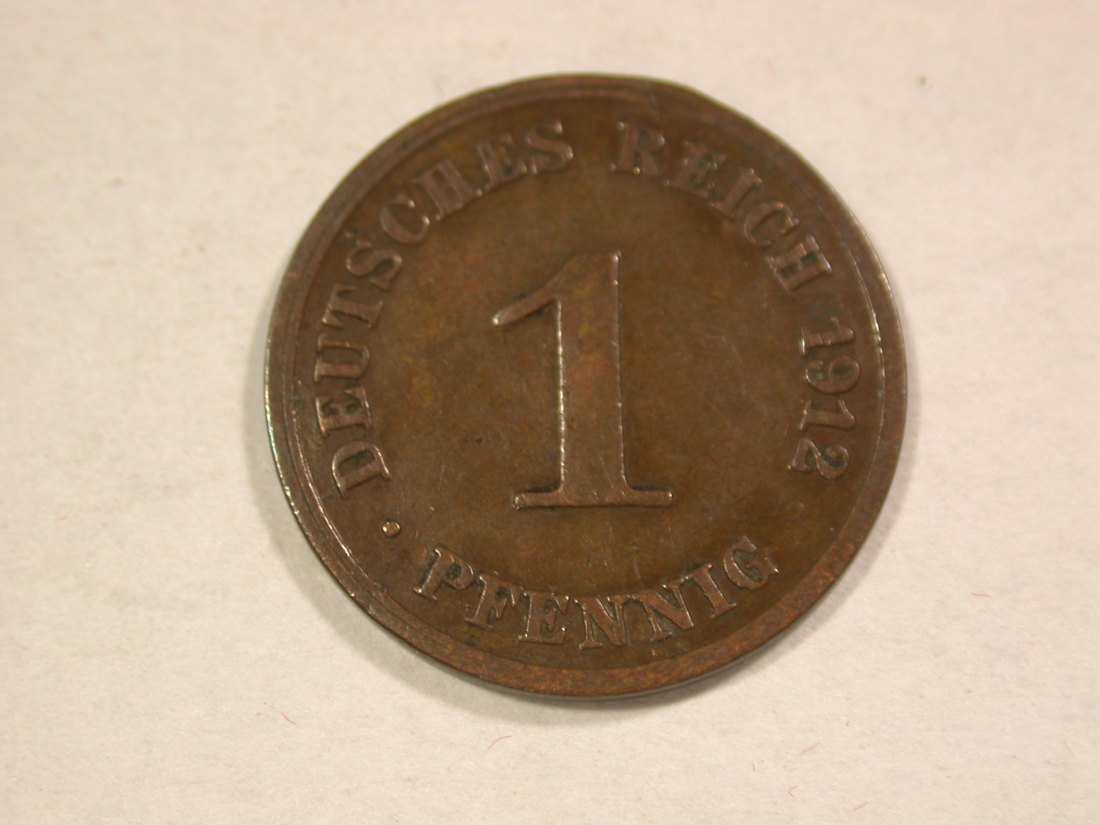  A203 KR 1 Pfennig 1912 J in ss   Orginalbilder   