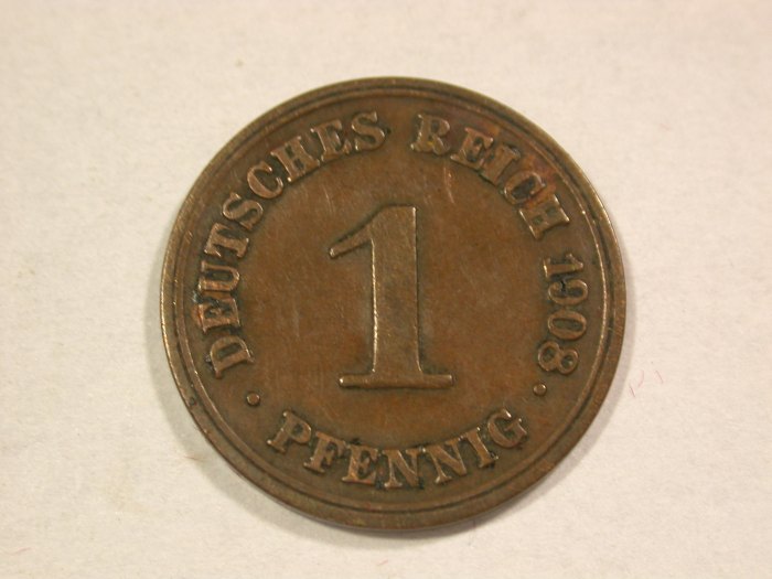  A203 KR 1 Pfennig 1908 D in ss   Orginalbilder   
